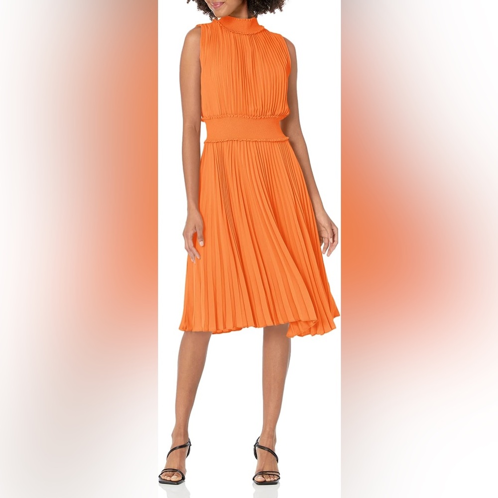 Nanette Nanette Lepore Women's Smocked High Neck Pleated Dress brand new
